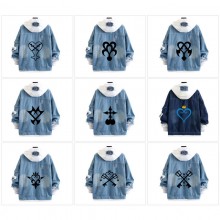 Kingdom Hearts fake two pieces denim jacket hoodie...