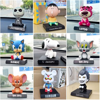 11CM Tom Cat jack Sonic Losto Snoopy Anime Shake Head Figure