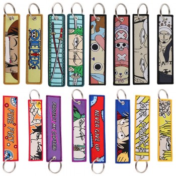 One Piece Woven Label Anime Lanyard Key chain Tag