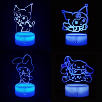 Sanrio Melody kitty Cinnamoroll Kuromi Acrylic Figure 3D Lamp USB Night Light