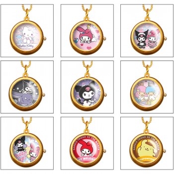 Sanrio Melody kitty Cinnamoroll Kuromi rotating necklace pocket watch