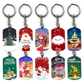 Christmas alloy two-sided pendant key chain keychains