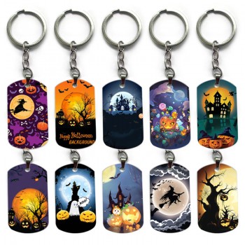 Halloween alloy two-sided pendant key chain keychains