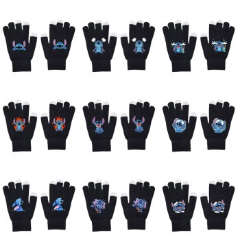 Stitch anime full finger knitted gloves