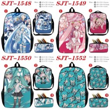 Hatsune Miku anime nylon backpack bag shoulder pencil case