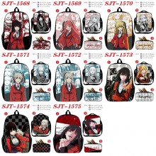 Kakegurui anime nylon backpack bag shoulder pencil case