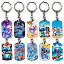 Stitch anime alloy two-sided pendant key chain keychains