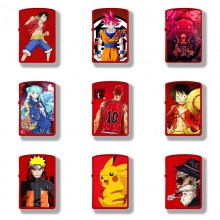 One Piece Naruto Dragon Ball anime Two-sided Zippo Oil Lighter