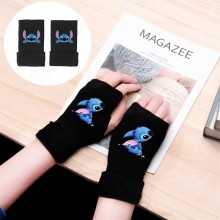 Stitch anime half finger knitted gloves