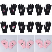 Sanrio Kuromi anime full finger knitted gloves