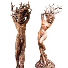 Couple Tree Root Forest Goddess Statue Resin Figur...