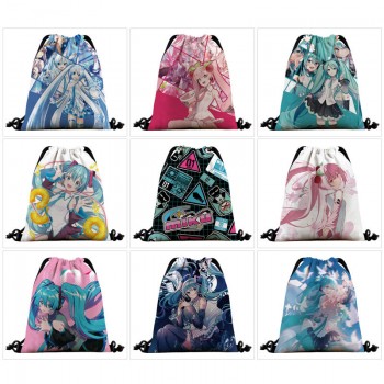 Hatsune Miku anime nylon drawstring backpack bags