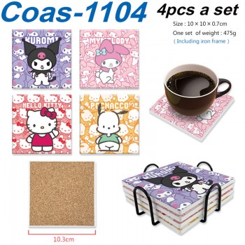 Sanrio Melody kitty Cinnamoroll Kuromi coasters coffee cup mats pads(4pcs a set)