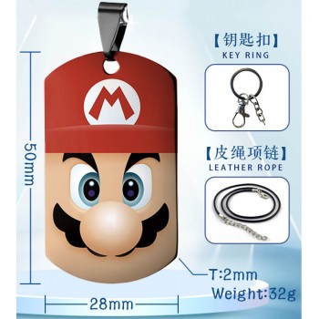 Super Mario anime two-sided necklace keychain Key chains