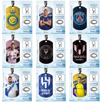 Football Sports star two-sided necklace keychain Key chains