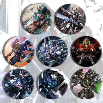 58MM Gundam anime tinplate brooch pins set(8pcs a set)