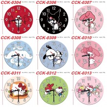 Sanrio Melody kitty Cinnamoroll Kuromi anime round wall clocks