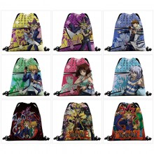 Yu Gi Oh anime nylon drawstring backpack bag