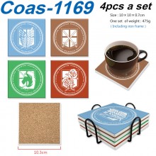 Attack on Titan anime coasters coffee cup mats pad...