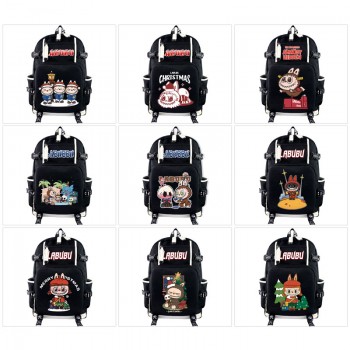 Labubu anime USB charging laptop backpack school bags