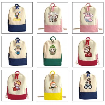 Labubu anime students canvas backpack bags