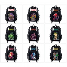 Super Hero Iron Spider Super Man Batman USB charging laptop backpack school bags