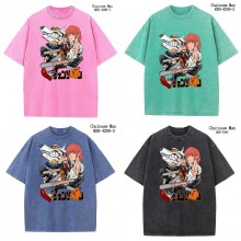 Chainsaw Man anime short sleeve wash water worn-ou...