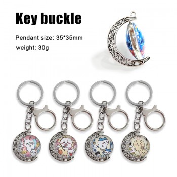 Chiikawa anime Two-sided Rotatable Round Crystal Key Chain Ring