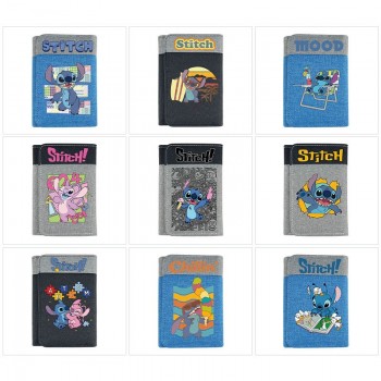 Stitch anime Three Fold Button Wallet Purse