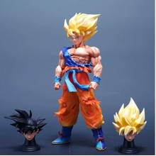 Dragon Ball JD Super Saiyan Son Goku anime figure 3 heads
