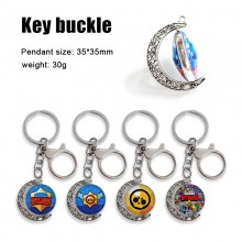 Brawl Stars game Two-sided Rotatable Round Crystal Key Chain Ring