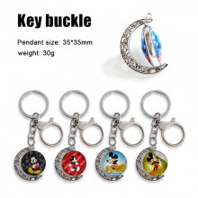 Mickey Minnie Mouse anime Two-sided Rotatable Round Crystal Key Chain Ring
