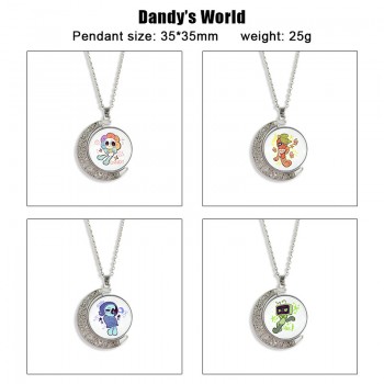 Dandy's World game Two-sided Rotatable Round Crystal Necklace