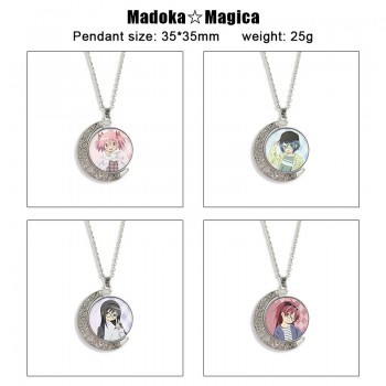Puella Magi Madoka Magica anime Two-sided Rotatable Round Crystal Necklace