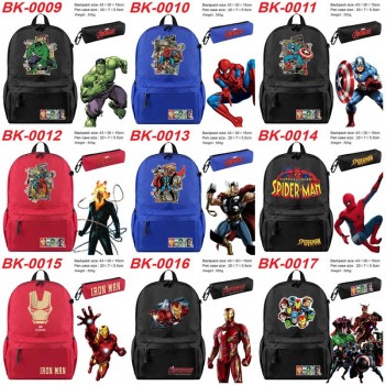 Super Hero Iron Spider-man Super Man Batman backpack bag + pen bag