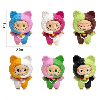 6Pcs/set Cat Labubu anime figures(OPP bag)