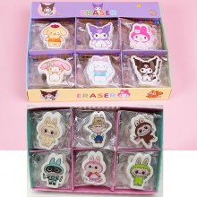 30pcs/set Labubu Sanrio Capybara anime Rubber Penc...