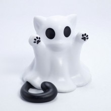Halloween Natural White Marble Jade Ghost Cat Toy Figure(OPP bag)