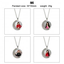 IVE star Two-sided Rotatable Round Crystal Necklac...
