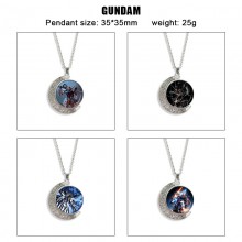 Gundam anime Two-sided Rotatable Round Crystal Nec...