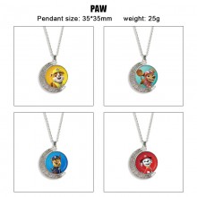 PAW Patrol anime Two-sided Rotatable Round Crystal Necklace