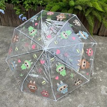 Labubu Monster Anime Automatic Sunshade Folding Transparent Umbrella