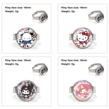 Sanrio Melody kitty Cinnamoroll Kuromi anime adjustable rings