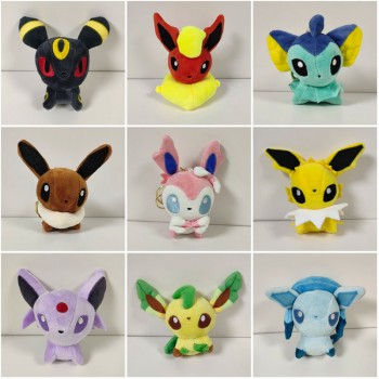 4inches Pokemon Eevee anime plush dolls set(9pcs a set)