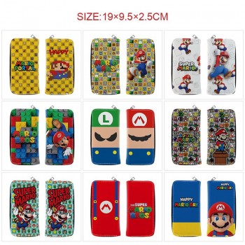 Super Mario game long zipper wallet purse