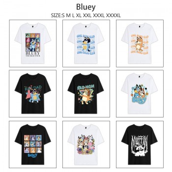 Bluey dog anime summer short sleeve cotton t-shirts