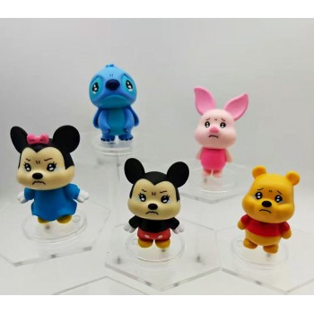 5pcs/set Mickey Mouse Winnie Pooh Stitch anime figures(OPP bag)