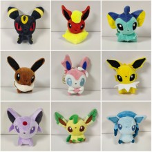 4inches Pokemon Eevee anime plush dolls set(9pcs a set)