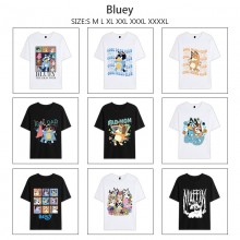 Bluey dog anime summer short sleeve cotton t-shirts
