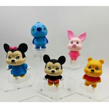 5pcs/set Mickey Mouse Winnie Pooh Stitch anime figures(OPP bag)